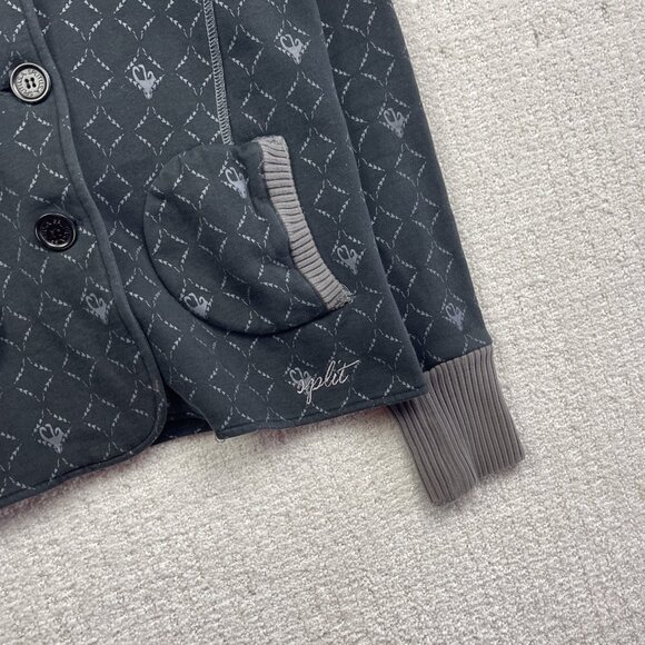 Vintage Split USA Hoodie Women S Black 90s Faded Skateboards Button Up Punk Emo - Picture 4 of 14